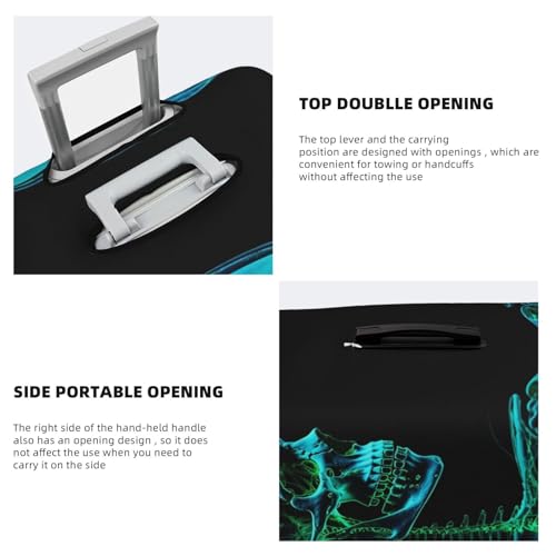 Travel Luggage Cover Green Skeleton Spandex Suitcase Protector Washable Baggage Covers Fashion Elastic Scratch-Resistant Luggage Cover Protector Fits 18-32 Inch Luggage3