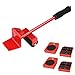 Sollevatore per Mobili 5 Pezzo Set di Ruote per Mobili Pesanti Rullo di Trasporto per Mobili Strumenti Spostare Mobili Pesanti per Armadio Lavatrice Frigorifero Divano Pianoforte(Rosso)