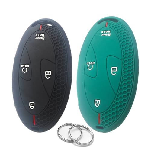 ATFIGII 2 fundas para llavero compatibles con Hyundai Kona EV Sonata Ioniq 6 Elantra 2024 2025 Santa Fe Tuscon, funda protectora de silicona para llaves, llavero de 5/7 botones (negro y verde)