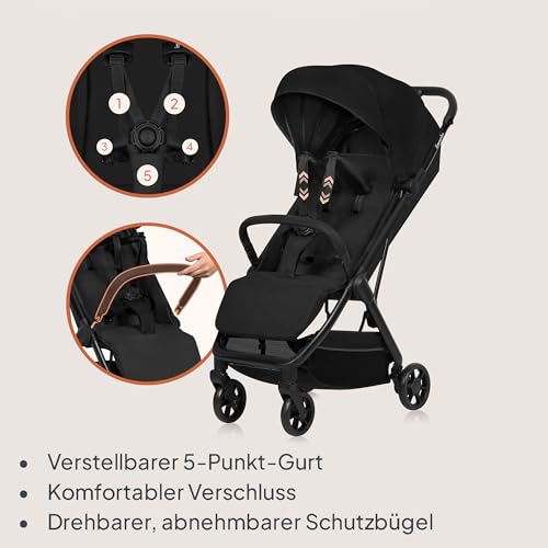 Lionelo Julie Air Buggy bis zu 22 kg von 6 m bis 4 Jahre Für Flugzeug Schwenkräder 360° Federung Einhand-Faltmechanismus Rückenlehnenverstellung Verdeck LSF50+, Leichtgewicht