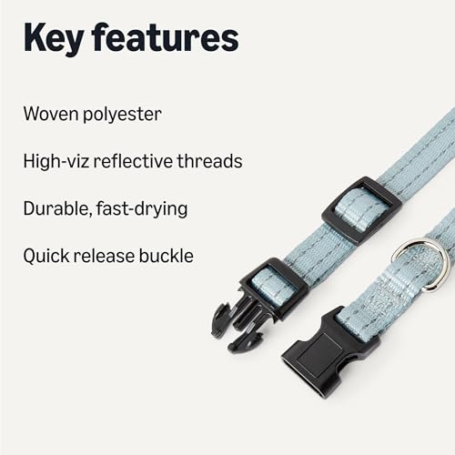 Amazon Basics Reflective Polyester Dog Collar with Quick-Release Buckle, Adjustable, for Medium Dogs, S - image 2