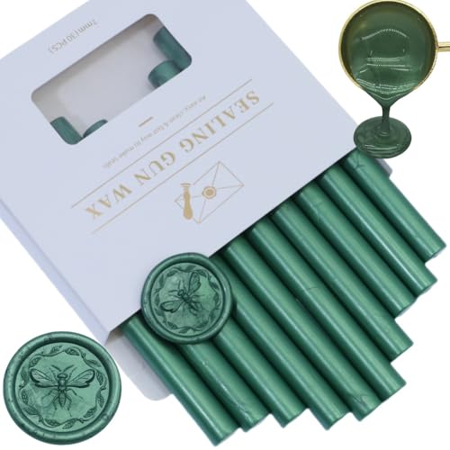Atopbb Bâtons de cire à cacheter de 1,1 cm, 10 bâtons de cire à cacheter avec pistolet à colle, pour cartes de vœux, vin, artisanat, invitations de...