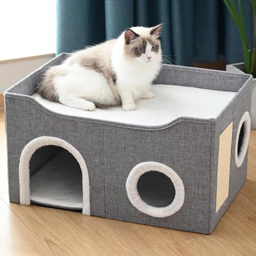 Casinha Cama Dobrável Portátil Cães Gatos Arranhador Bolinha
