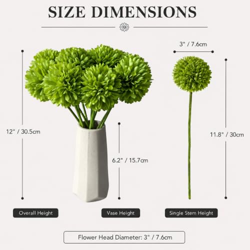 Image of Mandy's 12pcs Artificial Green Ball Chrysanthemum Flowers
