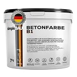 simpleBAU Betonfarbe B1 Grau 7 Kg - Garagenbodenbeschichtung - Betonfarbe Außen Frostsicher -Steinfarben Wetterfest Aussen - Flüssigkunststoff Abdichtung Außen