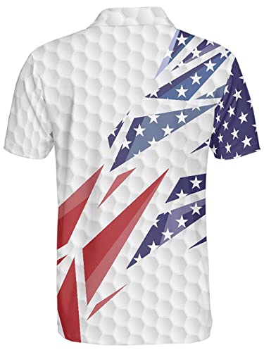 Pagymo Patriotic Golf Shirts For Men American Flag Polo Patriotic Shirts For Men Funny Golf Polo Print Golf Gifts Dry Fit #TOP1