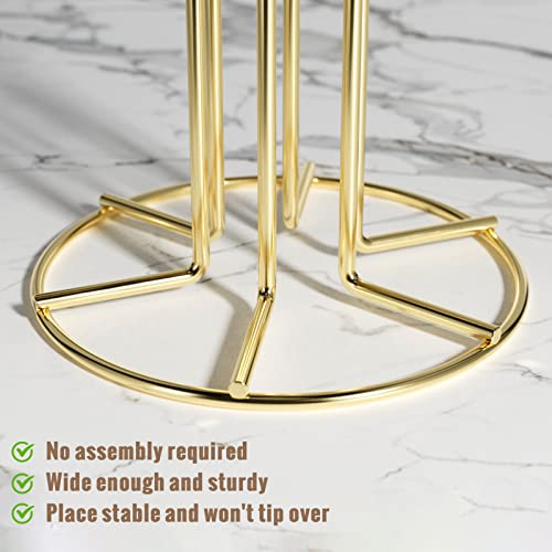 HULISEN Mug Holder for Large Cups, Mug Tree for Counter with 6 Hooks, Metal Coffee Mug Stand for Easy Pick, Place and Display, Coffee Bar Accessories and Decor, Free Standing Mug Rack, Gold by HULISEN - Image 6