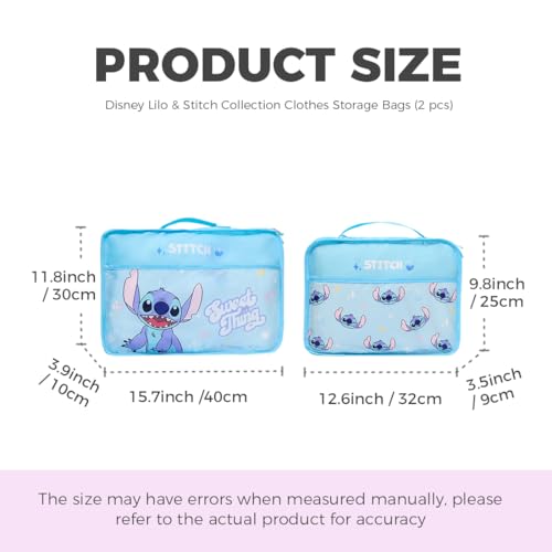 MINISO Disney Stitch Compression Packing Cubes for Travel, 2 Pack Lightweight Suitcase Organizer Bags Set Carry On Luggage, Waterproof Space Saver Storage Bags for Organizing Clothes Travel Essentials - Image 3