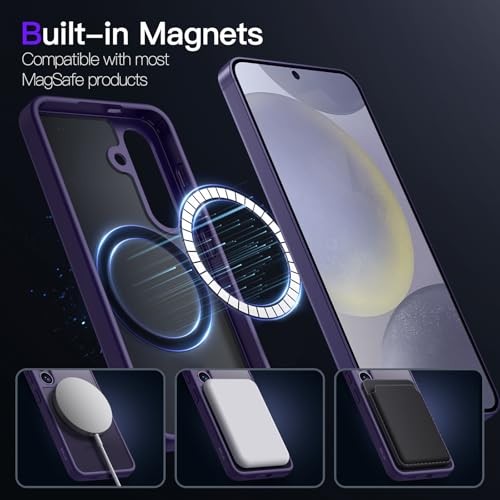 Image of JETech Magnetic Cover Case for Samsung Galaxy S24 5G, Compatible with MagSafe, Translucent Matte Back Shockproof Phone Cover (Cobalt Violet)