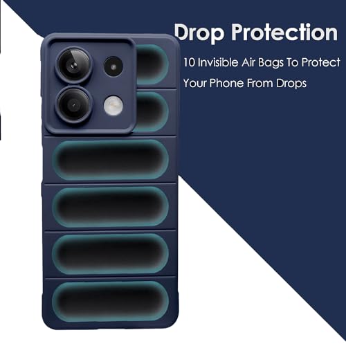 Image of A rtistque Liquid Silicone Stripes Back Cover Case for Mi Redmi Note 13 5G | with Camera Protection | with Inner Fabric | Anti Slip Grip | AirBag Case - Blue