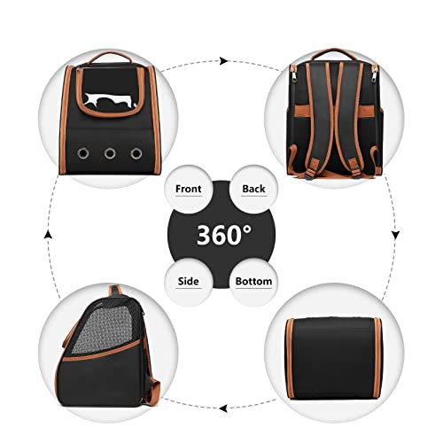 Kono Hunde & Katzenrucksack bis 5,9 kg, Transportrucksack Tragbar mit Netzfenster, Atmungsaktive Cat Backpack & Dog Backpack für Haustiere Reisen (Schwarz)