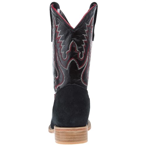 R Youth Black Rough Out with Black Shaft Square Toe Boot3