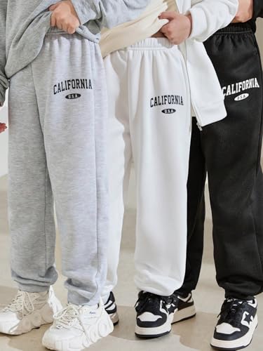 Floerns Boy's 3 Pcs Letter Print Drawstring Waist Warm Athletic Jogger Sweatpants3