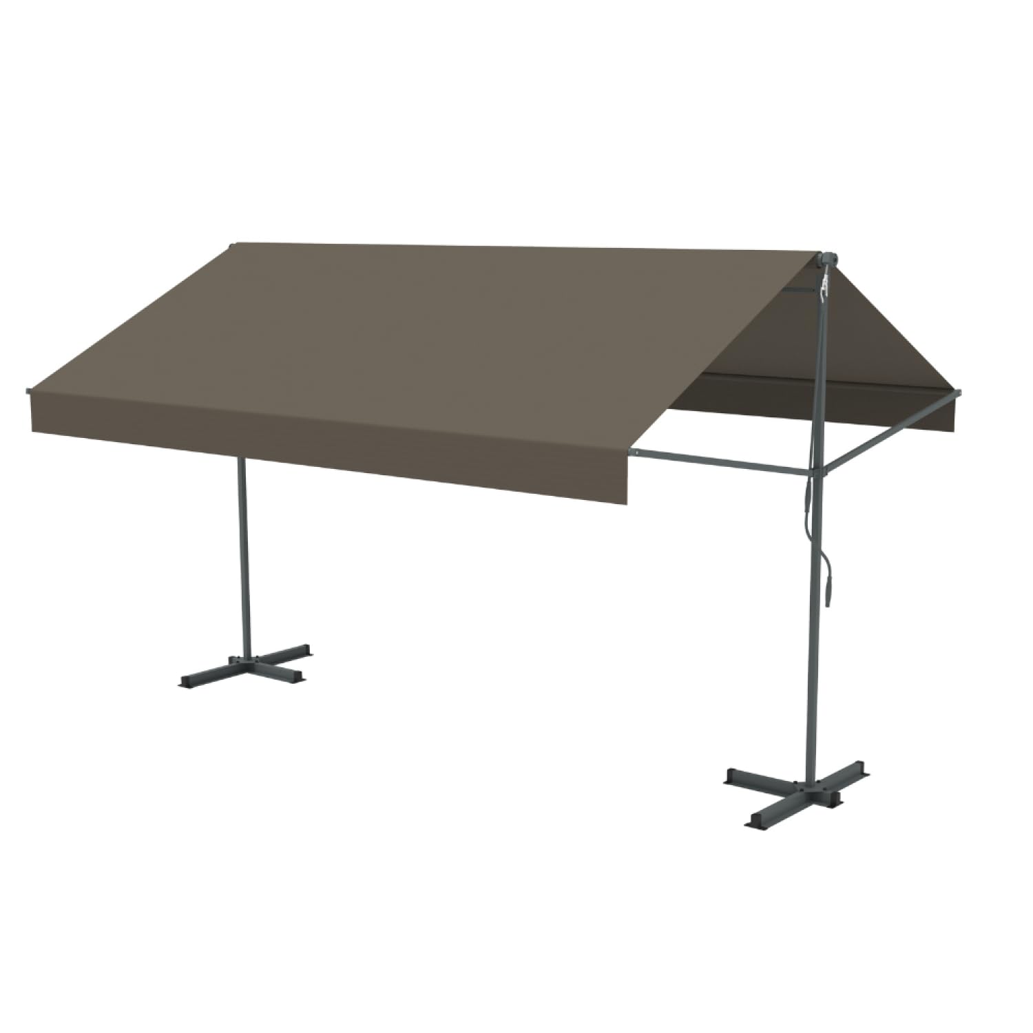 Store banne double pente 3x3m ISEO taupe avec manivelle Concept Usine