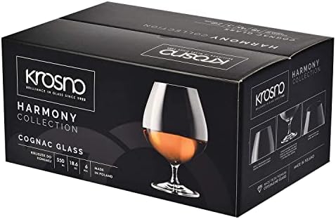 Krosno Brandy Cognac Snifter Glasses Rum Tasting Gift Set | Set of 6 | 550 ML | Water Cocktail Set | Perfect for Home, Restaurants and Kitchen Set | Dishwasher Safe Whiskey Glass