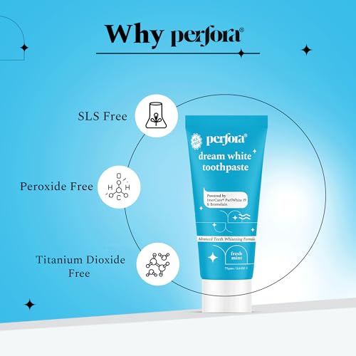Image of Perfora Teeth Whitening Combo - Whitens Teeth in 1 Use | Enamel-Safe & Sensitivity-Free Oral Care Formula For Tooth Stain Removal | Purple Toothpaste-75gm & Dream White Toothpaste-75gm