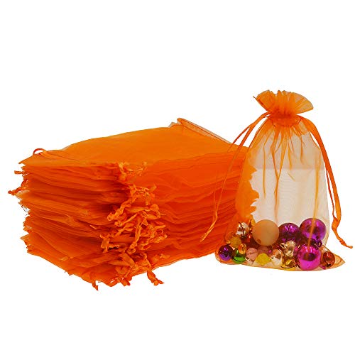 AsentechUK® Lot de 100 pochettes en organza pour bijoux ou cadeaux Orange 8 x 10 cm Cover