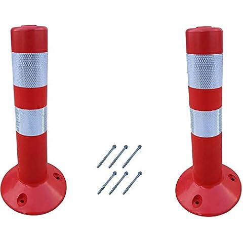 SNS SAFETY LTD Plastic Traffic Post with Reflective Collars, made of Flexible Polyurethane, Red (Pack of 2, 45 cm) Cover
