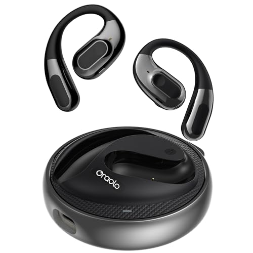 oraolo Open Ear Headphones, ENC Clear Talk, 32H Playtime Open Ear Earbuds, Bluetooth 5.4 Wireless Earbuds, 14.2mm Dynamic Driver, IPX5 Waterproof, Secure Fit Earphones for Running