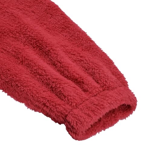 Pyjama à capuche rouge avec zip long coupe ample et confortable - 5