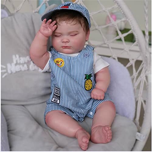 HOMONEY Reborn Puppe 20 Zoll Mollig Reborn Baby Ganzkörper Silikon Junge Schlafende Puppe Verwurzeltes Haar 100% Handbemalte Puppe Mit Mehreren Farben – Bild 3