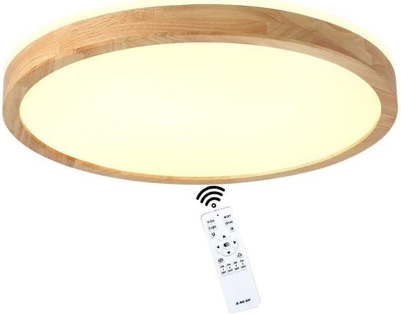 Round Wooden Ceiling Light LED Ultra-Thin recessed Lighting Fixture, Suitable for Living Room, Office, Kitchen(Dimmable,30cm 18w)