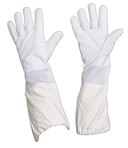 Kyowoll Bienenzucht Handschuhe - Imkerhandschuhe mit Ziegenleder mit Belüftetem Lange Ärmel Handgelenken,Bienenhaltung…