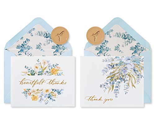 Image of Papyrus Blank Wedding Thank You Cards with Envelopes, Eucalyptus Leaves (20-Count)
