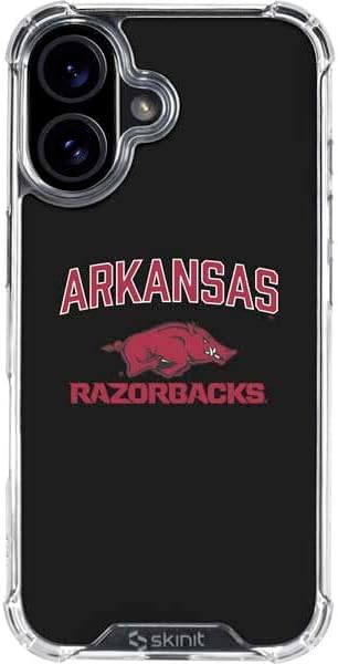 Skinit Clear Phone Case Compatible with iPhone 16 - Officially Licensed University of Arkansas-Fayetteville A Red Design