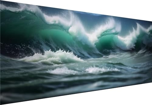 Peinture Diamant 200x100cm Grande Taille DIY 5D Kit Adulte Vague de Mer Broderie Mosaïque