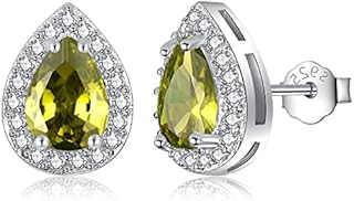 LYTOPTOP Stud Earrings for Women Girls, 925 Sterling Silver Teardrop Birthstone Earrings | Birthday Anniversary Weddings Gifts for Her Dainty Faux Diamond Halo Bridal Earrings Jewelry