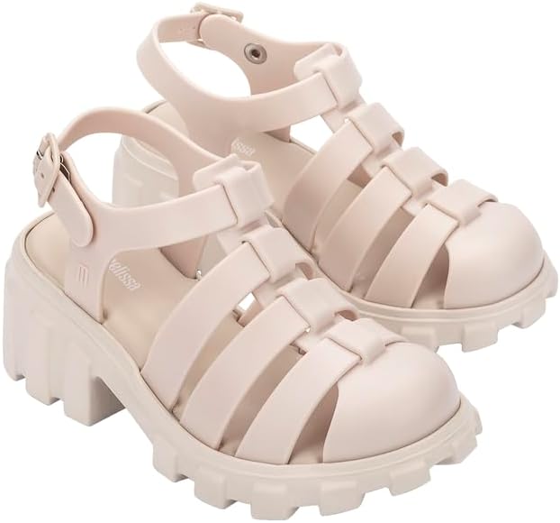 mini melissa Megan Platform Sandals for Kids, Beige, 4