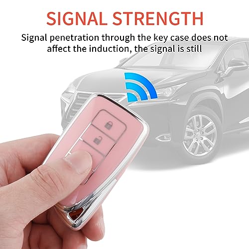Image of Pangpai Pink Key Fob Cover for Lexus, Soft TPU Key Case Protection with Bling Keychain Fit for Lexus RX ES GS LS NX RS GX LX RC LC Smart Key