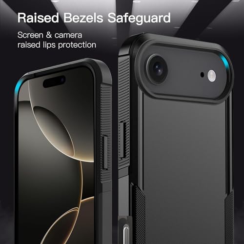 Image of KARWAN Rugged Matte Back Case Cover Compatible with iPhone 17Air Military Grade Drop Protection, Heavy Duty Shockproof Hybrid TPU + PC, Anti Slip Grip, Dual Layer Camera Protection, Black