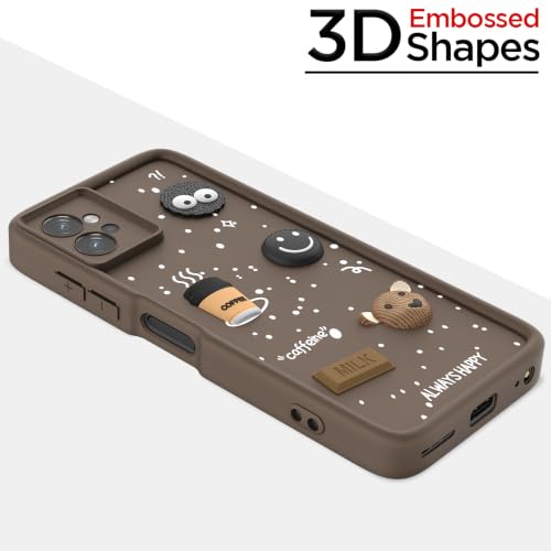 Image of Pikkme Back Cover for Motorola Moto G32 | 3D Bear Silicone Cute & Fun Coffee Cartoon | Full Body Protection Bumper Case (Brown)