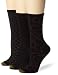 Gold Toe Women's Floral Diamonds And Leaf Pattern 3 Pack Socks, Black, 9-11