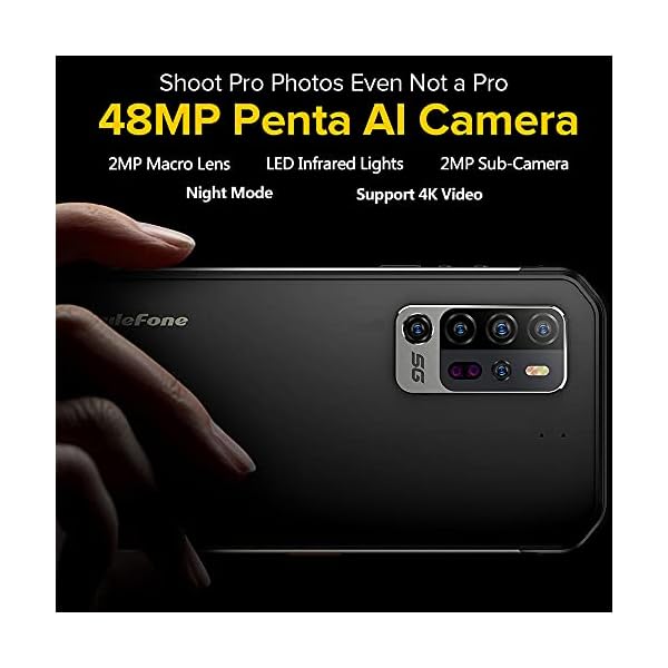 Ulefone Armor 11T 5G Unlocked Rugged Phones, Android 11 Octa-core 8GB+ 256GB, 48MP Four Rear Camera + Thermal Imaging Camera, 6.1" FHD+ Screen 5200mAh Battery 5G Unlocked Smartphones Support 5G HiFi