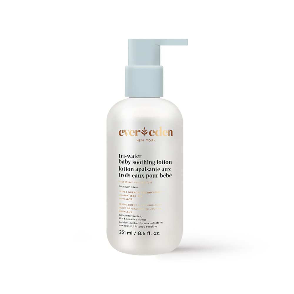 Evereden Tri Water Baby Lotion, 8.5 fl oz. | Clean and Clean Baby Care | Non-toxic and Fragrance Free | Ingredients Soothing Lotion