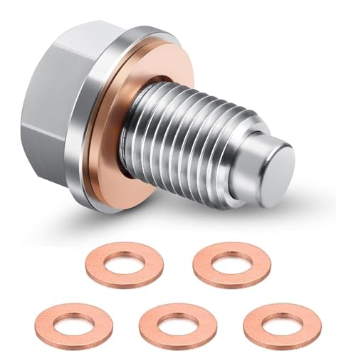 Tuerca Drenaje Sumidero Magnético M14*1,5 con 5 Juntas Tapón de Drenaje del Cárter de Aceite Tapon Carter Aceite Tapón Magnético Drenaje Aceite Adecuado para Automóviles, Motocicletas y Barcos
