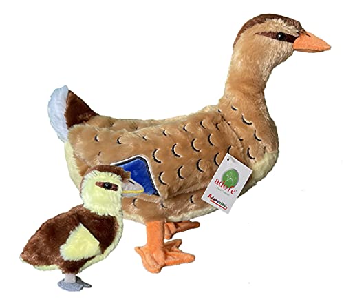 Image of Adore 13" Mallory the Mallard Duck with Duckling Stuffed Animal Plush Toy