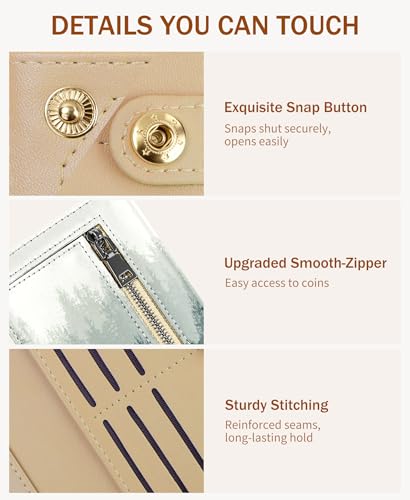 Image of Immaturus Forest Tree Womens Wallet, Slim Thin RFID Blocking Card Wallets, Bifold PU Leather Credit Card Holder Organizer, Cute Cash Clutch Long Billfold with Zipper Coin Pocket Ladies Girls Gift