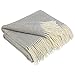 Produktbild LYHome Kaschmir Decke mit Merino - Luxus Tagesdecke Kuscheldecke Wolldecke Sofadecke und Couchdecke, Sofa Wohndecke Plaid Überwurfdecke Sofaüberwurf, Couch Überwurf (140x200 cm, Grau - Weiß Fischgrät)