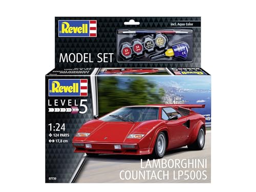 Revell Model Set 67730 Lamborghini Countach LP500S 1:24 Scale Unbuilt/Unpainted Plastic Model Kit With Accessories - Image 2