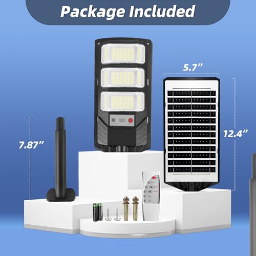 FOWSEEK Solar Street Lights Outdoor 2 Pack, 6500K Solar Lights Outdoor Waterproof with Motion Sensor, Lamparas Luces Solares para Exteriores Dusk to Dawn Commercial Lighting for Yard Path thumbnail 6