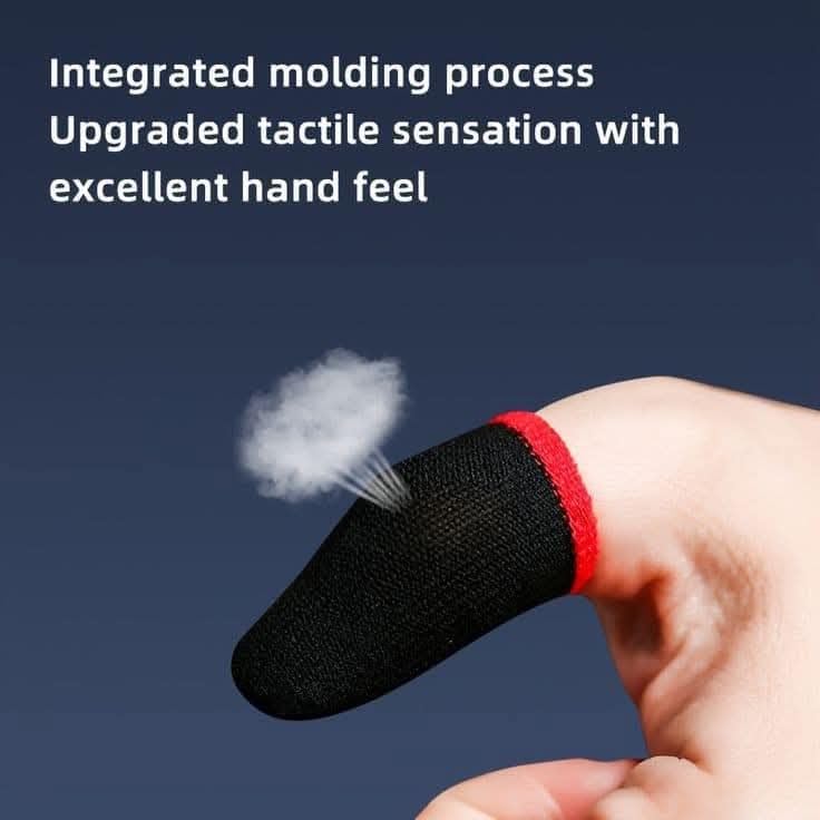 Image of Mobile Gaming Triggers and Finger Sleeves Set, Precision Control for Smartphones, Black and Red, Enhanced Control with Heat Dissipation Premium PUBG Mobile Gaming Trigger