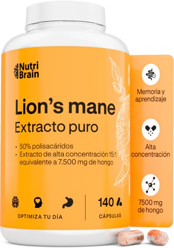 Melena de León Pura 7500mg Ultraconcentrada 50% Extracto 15:1, 140 Cápsulas