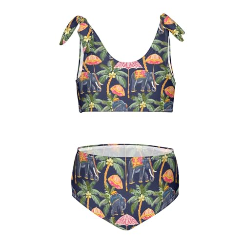 Elephant Umbrella Tropical Girls Two Piece Tankini Swimsuits Summer Bathing Suit Beach Swimwear Set, 3T Multicoloured
