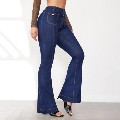Flare Jeans for Women High Waisted Bell Bottom Bootcut Jeans Wide Leg Butt Lifting Stretchy Denim Pants with Pockets4