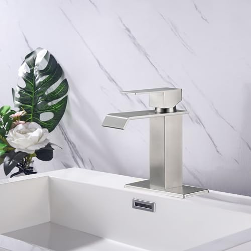 Robinet de salle de bain avec commande unique et bec cascade à haut débit régulé - 3