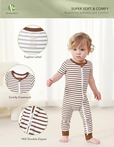 Baby Rompers Infant Boys Girls Pajamas Toddlers Onepiece Sleeper Jumpsuits Bamboo Viscose Zipper Romper 0-24Months2